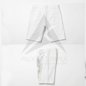 กางเกงยีนส์ขาสั้นประดับคริสตัลหรูหราสำหรับผู้ชาย สไตล์สตรีทแฟชั่น Process Impex - Product Image 2