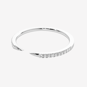 Anillo Apilable Clásico de Oro Sólido de 14K con Baño de Rodio, Diamante Cultivado en Laboratorio con Certificación IGI, Engaste de Garra Abierta, 0.10 Ct, Pavé Minimalista, Regalo de Boda - Product Image 4