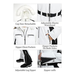 Traje de Esquí para Nieve, Cálido e Impermeable, Mono de Snowboard con Cuello de Piel Desmontable, Chaqueta Cortavientos para Actividades al Aire Libre - Product Image 5