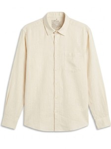 Chemise décontractée en coton beige pour homme, manches longues, col rabattu, couleur unie, respirante, idéale pour l'été - Product Image 3
