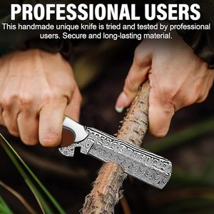 Couteau de boucher artisanal en acier Damas de 7 pouces, qualité industrielle OEM, avec étui en cuir - Couteau de cowboy occidental pour le camping en plein air - Product Image 5
