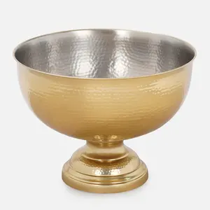 Luxury <b>Gold</b> Matte Finish Hammered Metal <b>Punch</b> <b>Bowl</b> with Double Wall Insulation Large Capacity Serving <b>Bowl</b> for Party Wholesale - Product Image 2