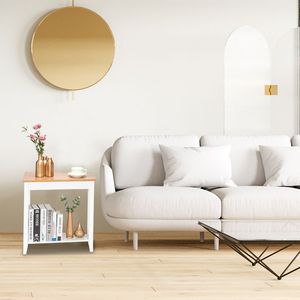 Tavolino da Salotto Semplice e Irregolare in Colore Noce Chiaro e Bianco 20,3 X 40 X 60 X 61cm per Arredamento Soggiorno - Product Image 2
