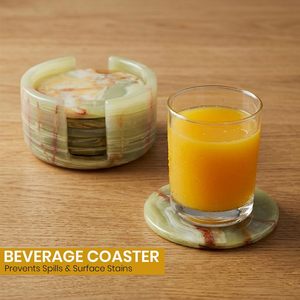 ชุดที่รองแก้วหินอ่อนหินอ่อนจานรองแก้วหินอ่อนสีเขียวจานรองแก้วหินธรรมชาติ - Product Image 2