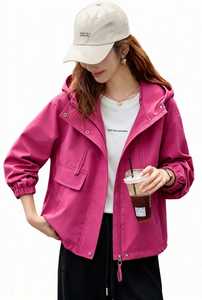 Oneten Apparel <b>Pink</b> Hooded Zip up Jacket Unisex Regular Sleeve Loose Fit Solid Pocket Casual Winter Coat Front Logo Polyester - Product Image 6