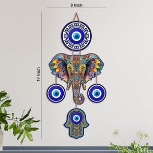 Décoration murale en MDF Œil d'éléphant contre le mauvais œil - Art Vastu Nazar Battu pour l'entrée de la maison, énergie positive - Product Image 6
