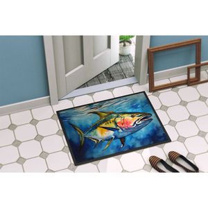Felpudo de diseño de atún amarillo antideslizante lavable de pila baja alfombrilla de humedad para interiores/exteriores 24H X 36W para entrada - Product Image 4