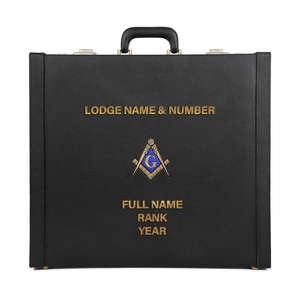 Estuche para delantal de masón Maestro de la Logia Azul con bordado a máquina personalizado, maletín de almacenamiento de regalia de cuero PU - Product Image 1