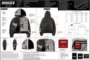 Men's Newspaper Patchwork Zip Hoodie Heavyweight <b>French</b> Terry 100% Cotton Lined Hooded Sweatshirt <b>Vintage</b> Wash Custom Front - Product Image 3