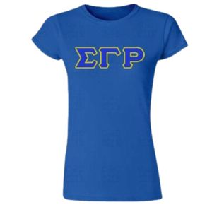 Camiseta de Cuello Redondo Azul Rey para Mujer, con Gráfico Amarillo Contorneado, Manga Corta, Ajuste Casual, de Algodón, Ropa de Verano, Prenda de Uso Diario - Product Image 1