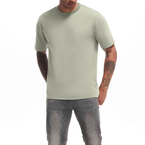 T-shirt grande taille pour homme, haute qualité, 100% coton respirant, grammage élevé, col contrastant, personnalisable par sublimation, t-shirt uni pour homme - Product Image 5