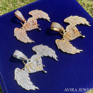 Pendentif Hip Hop en Argent Sterling 925 Massif Plaqué Or Rose et Jaune avec Diamant Moissanite Audacieux pour Hommes et Femmes - Product Image 2