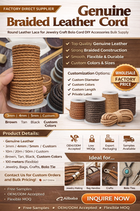 Genuine <b>Braided</b> Leather <b>Cord</b> Round Leather Lace for Jewelry Craft Bolo <b>Cord</b> DIY Accessories Bulk Supply - Product Image 4