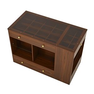 Armadio a isola con 6 cassetti, ripiani aperti, vetrina superiore, guardaroba, mobile per camera da letto, isola portaoggetti per gioielli e vanità - Product Image 3
