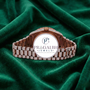 นาฬิกาข้อมือ Pragalbh Jewels สแตนเลสสตีลสั่งทำพิเศษ ประดับเพชร กันน้ำ หรูหรา พร้อมหินประดับแบบควอตซ์ สำหรับสไตล์ฮิปฮอป - Product Image 2