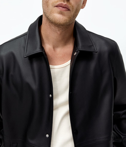 Custom New Arrival Solid Winter Fashion Design Black Biker PU Leather <b>Jacket</b> Zipper Closure <b>Mens</b> <b>4XL</b> - Product Image 5