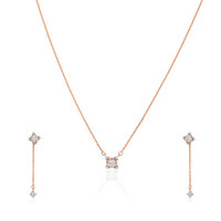 Colliers en or rose 14 carats avec diamants de laboratoire, bijoux de mariage légers et luxueux pour femmes