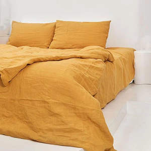 Juego de Funda Nórdica de Algodón 100% Lavado Color Mostaza con 2 Fundas de Almohada, Edredón Bohemio para Uso en Hogar, Hotel y Bodas - Product Image 1