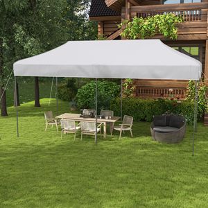 Tenda a Baldacchino Pop-up 2.9m x 5.8m per Esterni, Facile da Montare, con Altezza Regolabile a 3 Livelli e Borsa con Ruote, Bianca - Product Image 2