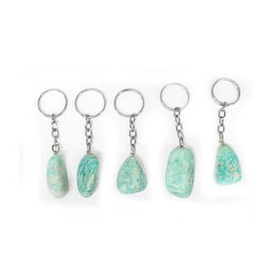 Llavero de cristal de alta calidad, llavero de amazonita pulida, llavero de piedra natural, regalos para mujeres, mayorista de llaveros - Product Image 1