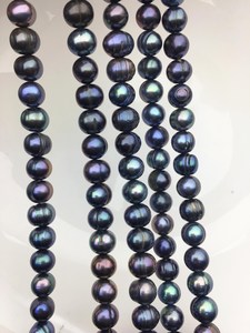 Perles d'eau douce bleu-vert AA 7-8mm, perles de pomme de terre, haute brillance, brin lâche, pour la fabrication de bijoux, vente en gros, tendance - Product Image 6