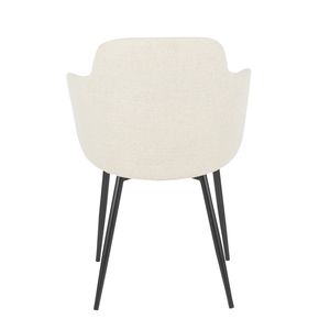 Chaise industrielle Boyne en métal noir et tissu crème, chaises de salle à manger élégantes - Product Image 4