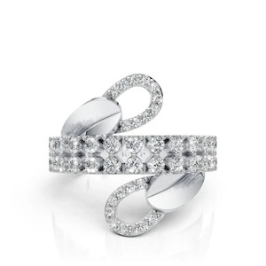 Bague Statement en Moissanite en Argent pour Homme, Bijou Fin Audacieux avec Bande Pavée Double Rangée Asymétrique - Cadeau Idéal - Product Image 1