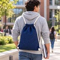 Sac à dos en toile de coton naturel en gros, sac à cordon personnalisé avec logo, sac à dos promotionnel écologique