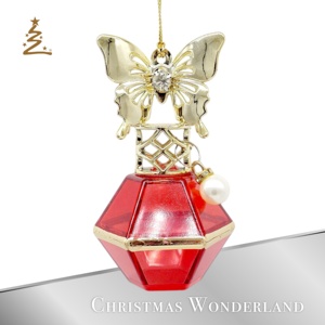 Haute qualité populaire noël nouvel an décoration suspendue Transparent rouge or impression acrylique 3D bouteille de parfum ornement - Product Image 2