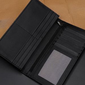 Zipper Pocket Black Leather Wallet Men Long Checkbook Cover Mesh ID Window Multi Card Slot Travel <b>Passport</b> Sleeve Cash Storage - Product Image 2