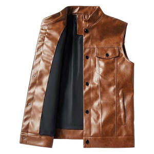 Bulk Supply Premium Genuine Leather Motorcycle <b>Vest</b> <b>Men's</b> <b>Black</b> Biker <b>Vest</b> Custom Logo Wholesale Supplier In Pakistan - Product Image 4