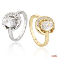 Oval Center Zircon 925 Sterling Silver Ring with an Open Fan of Clear Tapered Side Stones