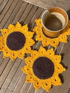 Vibrantes y Alegres Salvamanteles de Algodón Hechos a Mano con Diseño de Girasol, Resistentes al Calor para Tazas, Té, Café, Decoración Boho para Cocina de Estilo Rústico - Product Image 4