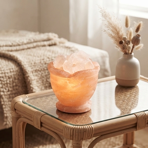 Lámpara de Sal Tallada a Mano con Cristales Blancos Naturales para Decoración de Dormitorio o Sala de Estar - Product Image 6