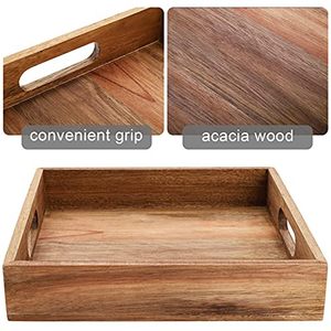 Accesorio de Cocina Duradero y Decoración para el Hogar, Bandeja Multiusos de Madera Maciza de Acacia – Bandeja para Desayuno, Mesa de Café y Otomana - Product Image 3