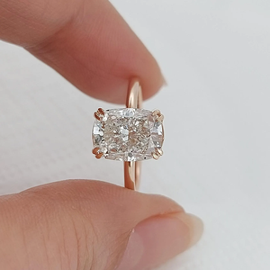 2.0 carat E Color VVS2 Clarity IGI Certified Elongated <b>Cushion</b> Cut Lab Grown Diamond Solitaire Hidden Halo Engagement <b>Ring</b> 14k W - Product Image 1