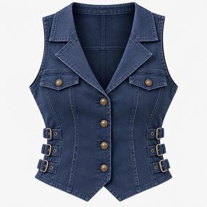 Chaleco vaquero vintage para mujer con bajo MOQ y dobladillo deshilachado, ideal para marcas de ropa femenina, suministro directo de fábrica al por mayor. - Product Image 4