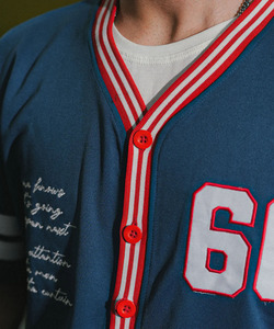 Maillot de baseball pour homme, style vintage, boutonné, vêtement de sport, manches courtes, respirant, polyester, streetwear décontracté, uniforme d'équipe - Product Image 3