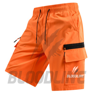 BLOODLINE Men's Orange <b>Cargo</b> <b>Shorts</b> Mid Waist Drawstring Quick Dry Casual Sport <b>Shorts</b> with Pockets - Product Image 1