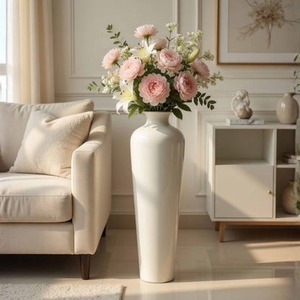 Interior Favorite Minimalist White Floor <b>Vase</b> 62cm <b>Ceramic</b> Decorative <b>vase</b> for Living Room Home Decoration - Product Image 3