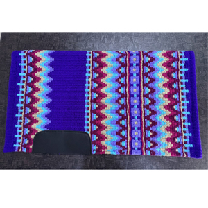 Manta de Montar para Caballo Estilo Western, Tejida a Mano con Patrón Azteca, Color Morado y Azul, Gruesa y Cómoda - Product Image 1