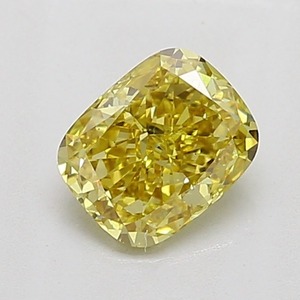 Diamant Jaune Intense Fantaisie de 1,02 ct, Taille Coussin, Diamant Jaune de Luxe Certifié Pureté VS2 - Product Image 1