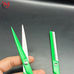 Green Professional Beauty Salon Hair <b>Thinning</b> Scissors Sharp Stainless Steel Long Handle 28 Teeth Right Handed Barber Shears - Product Image 3