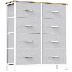 Cómoda de tela con 8 cajones para dormitorio, organizador de cajones, armario de almacenamiento para armario, ropa, mueble para TV, color gris claro - Product Image 1