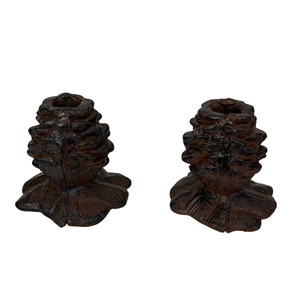 Porte-bougies artisanaux en bois de pin avec découpes en forme de feuilles |   Ventes en gros de porte-bougies décoratifs en bois - Product Image 1