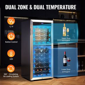 Doppia zona 80-bottiglia di vino refrigeratore Freestanding LED lucchetto frigorifero per vino e bevande - Product Image 3