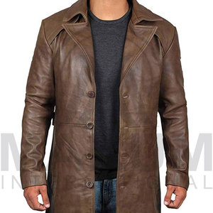 Customized Color Leather <b>Long</b> <b>Coats</b> For <b>Men</b> Oem Service <b>Long</b> <b>Men</b> Clothing Down Collar <b>Coat</b> Breathable For Winter Leather <b>Coat</b> - Product Image 4