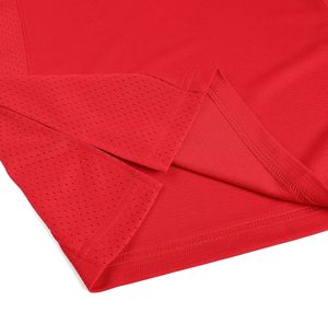 <b>Red</b> V-Neck Short Sleeve Sport Jersey With Yellow <b>Stripes</b> Quick Dry Polyester Casual Shirt Summer Wear - Product Image 6