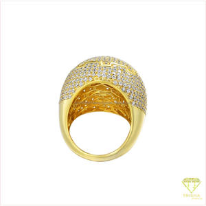 Anillo de Lujo de Plata de Ley 925 con Moissanita y Diamantes, Diseño Redondo en Cúpula, Tono Dorado, Estilo Iced, Joyería de Declaración para Compradores Mayoristas - Product Image 3