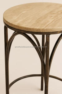 Industrial Style Round Wooden Bistro <b>Stool</b> with Strong Steel Metal Legs – Modern Minimalist Cafe & Kitchen Seating Chair 2026 - Product Image 4